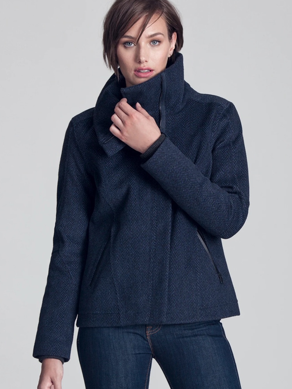 AETHER APPAREL Gorgeous Chic Navy Herringbone 2 Piece Jacket Sz M NWT $695!!